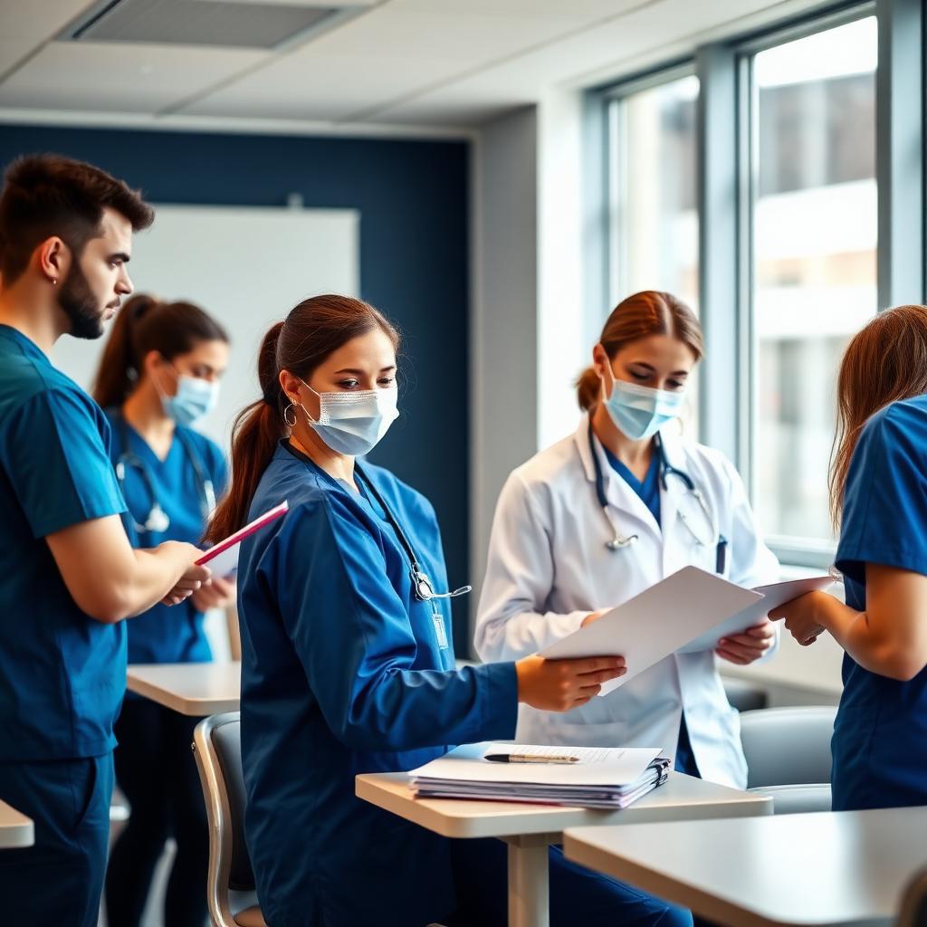 Healthcare professionals in a small-group training session