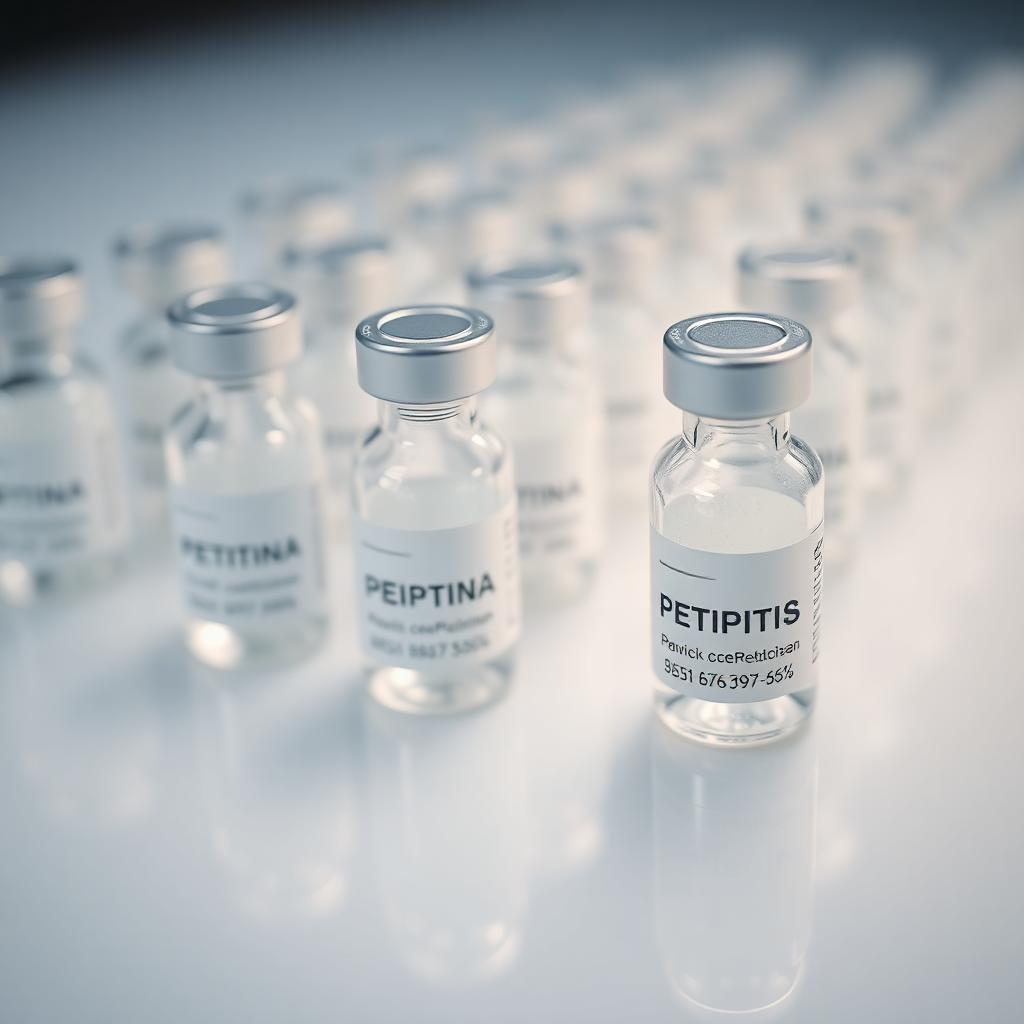 Peptide vials on a clinical bench